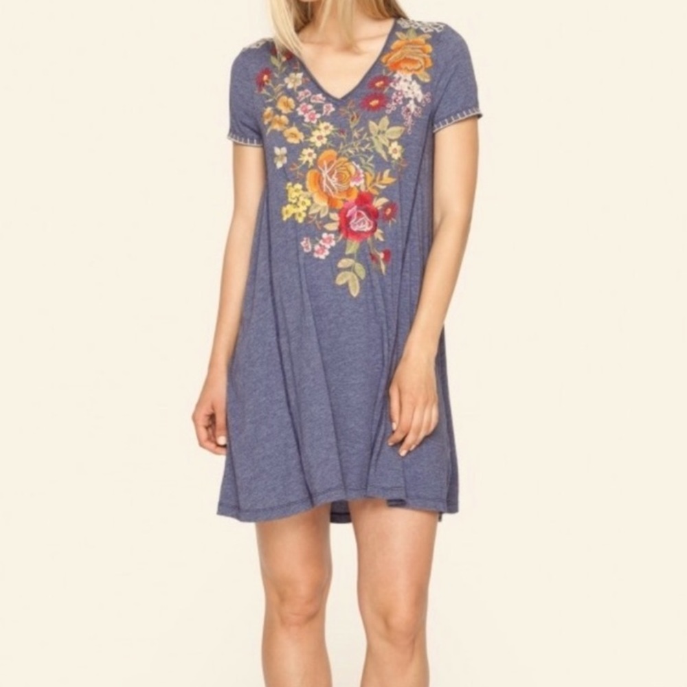 Johnny Was Blue Floral Dress